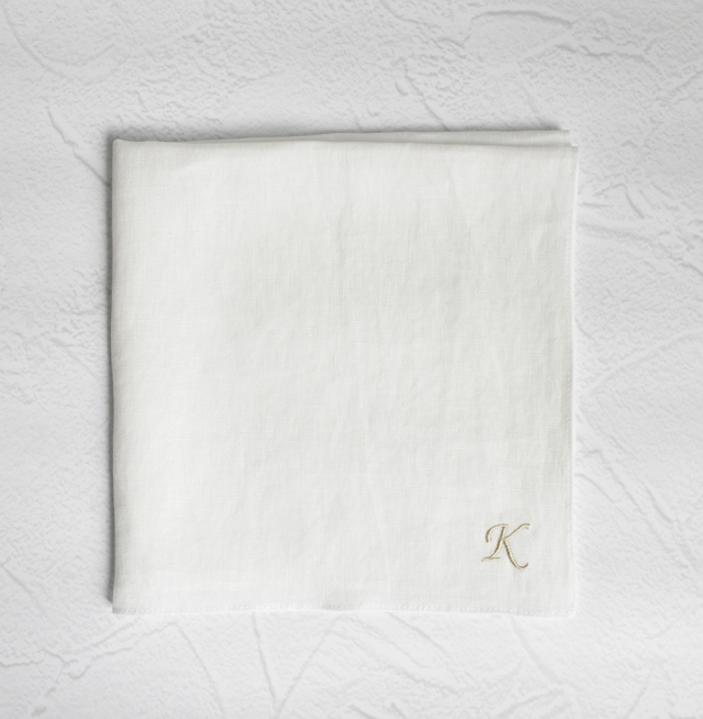 810-5111 リネンラヴィ イニシャル　リネンハンカチ ゴールド