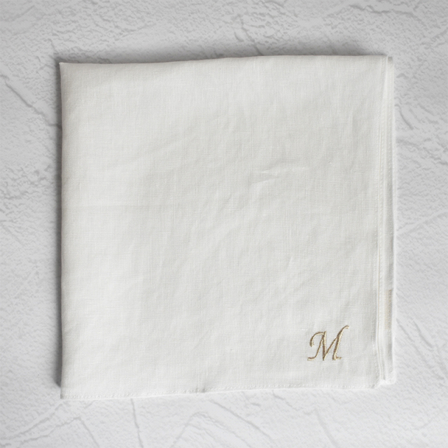 810-5111 リネンラヴィ イニシャル　リネンハンカチ ゴールド
