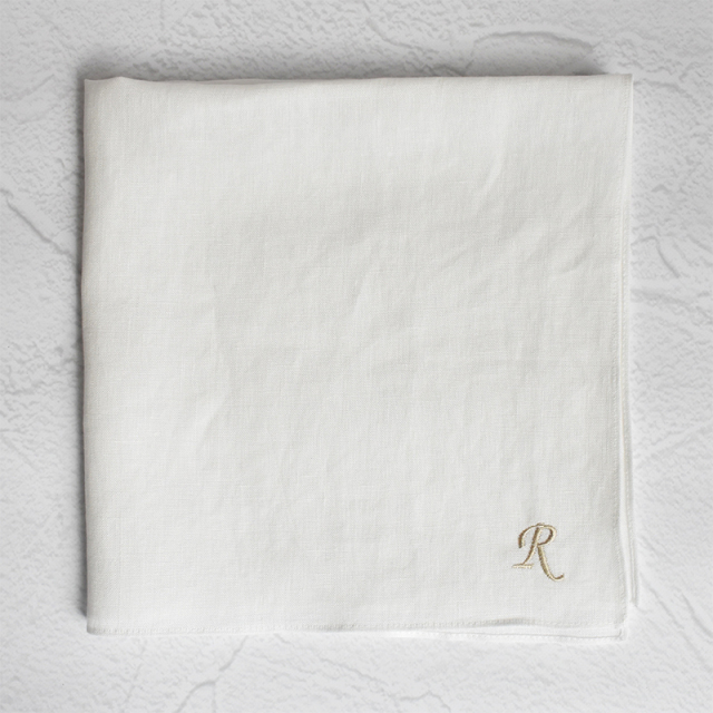 810-5111 リネンラヴィ イニシャル　リネンハンカチ ゴールド