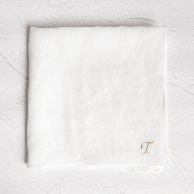 810-5111 リネンラヴィ イニシャル　リネンハンカチ ゴールド