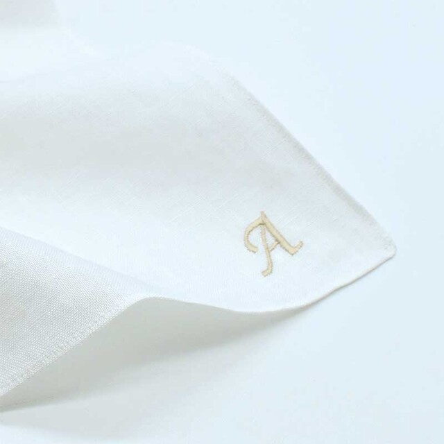 810-5111 リネンラヴィ イニシャル　リネンハンカチ ゴールド