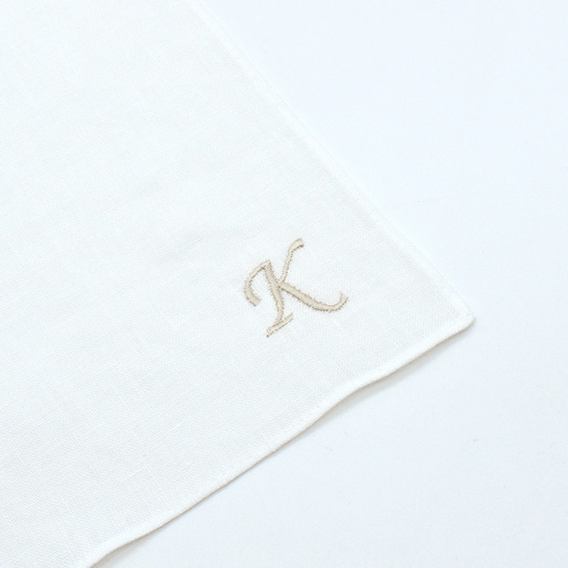 810-5111 リネンラヴィ イニシャル　リネンハンカチ ゴールド