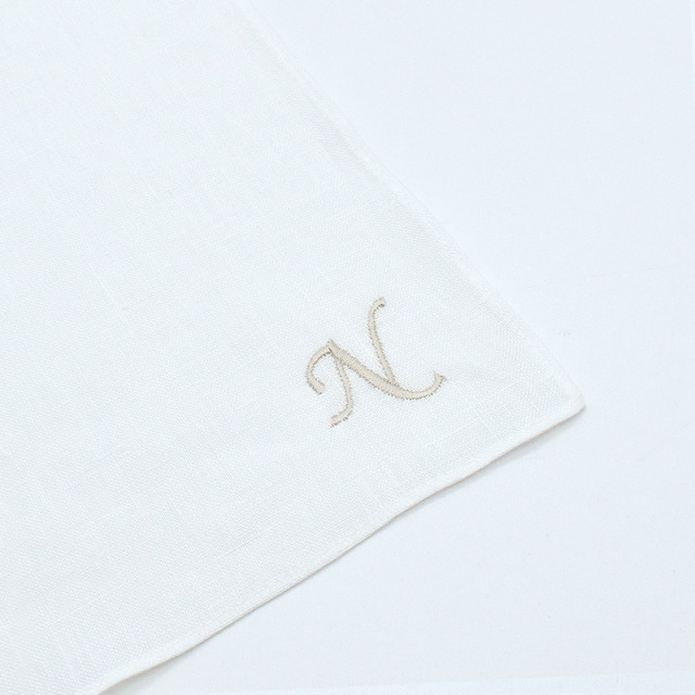 810-5111 リネンラヴィ イニシャル　リネンハンカチ ゴールド