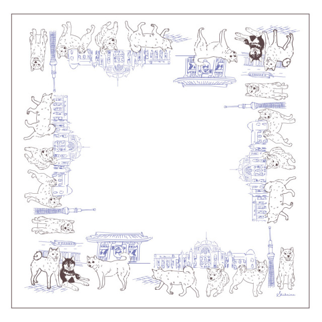 864-51011 柴犬 リネンハンカチ LittleTrip