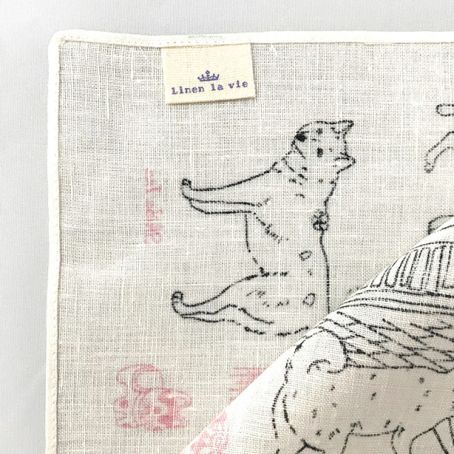 Linen la vie(リネン ラ・ヴィ)： 柴犬 ハンカチ 2061 ※DM便配送