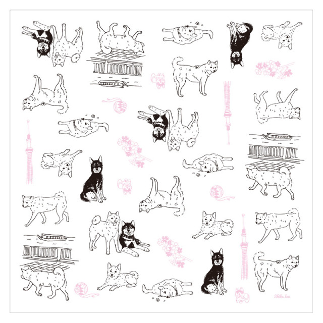 日本製 犬柄 猫柄 ウィキッドシリーズ リネンハンカチ Linen la