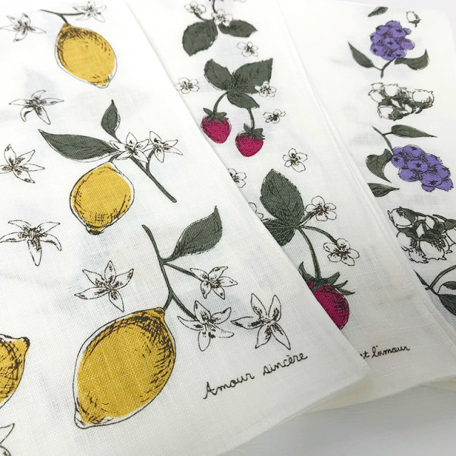フルーツ　リネンハンカチ