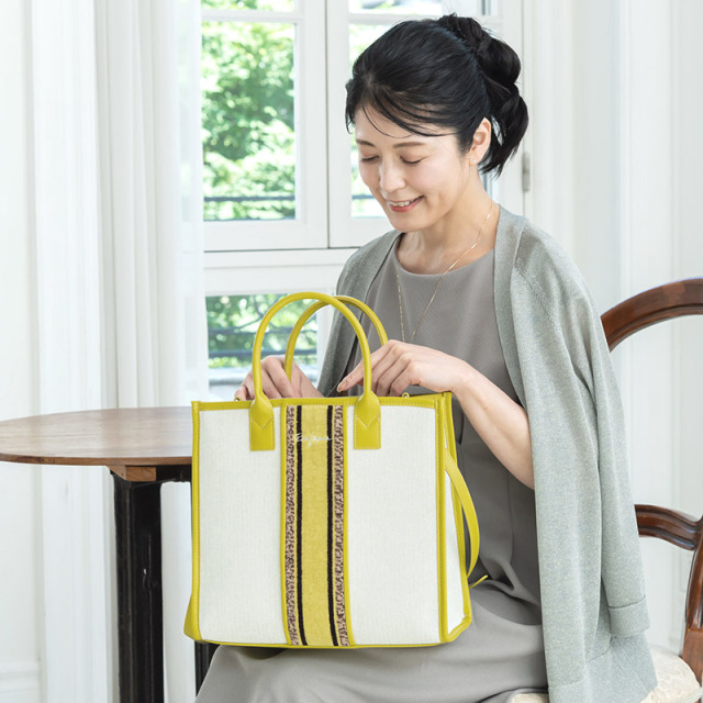 92-75033 メランジボーダー バッグ Lサイズ