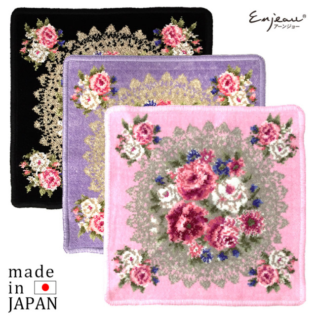 Enjeau(アーンジョー)：【アンティークローズ】ハンカチ ※DM便配送