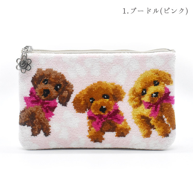 dc74003 犬柄 フラットポーチ