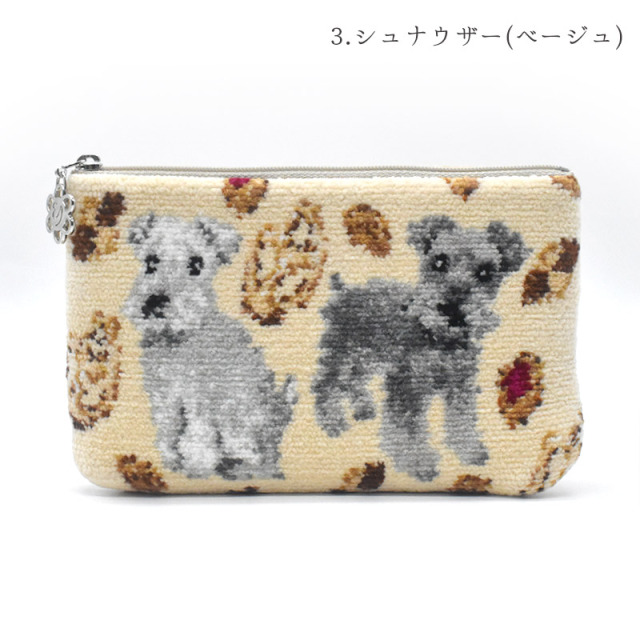 dc74003 犬柄 フラットポーチ