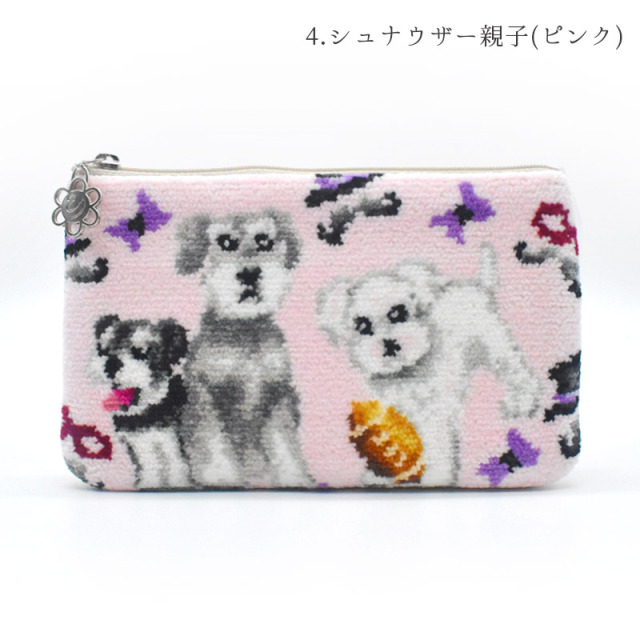 dc74003 犬柄 フラットポーチ