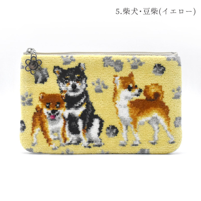 dc74003 犬柄 フラットポーチ