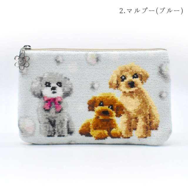 dc74003 犬柄 フラットポーチ