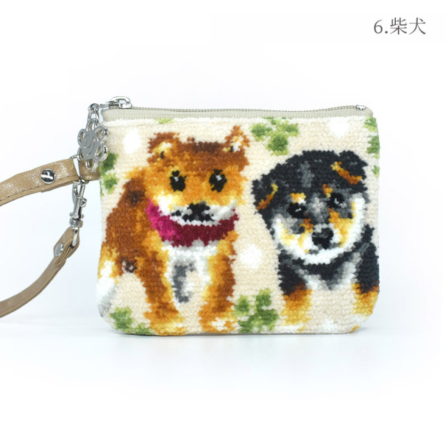 dc74-20 犬猫柄 ストラップポーチ