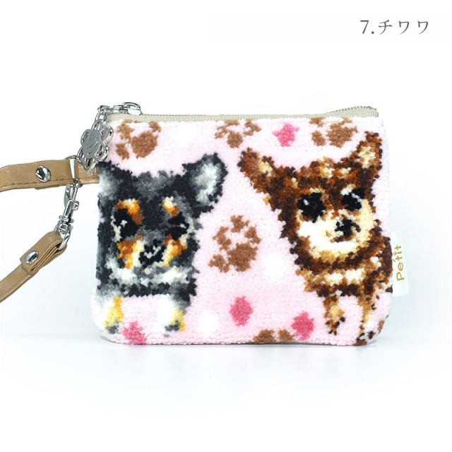 dc74-20 犬猫柄 ストラップポーチ