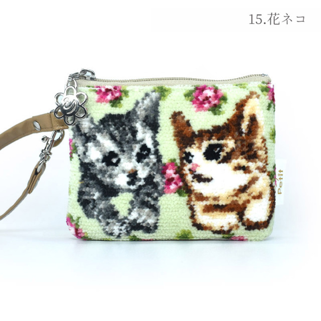 dc74-20 犬猫柄 ストラップポーチ