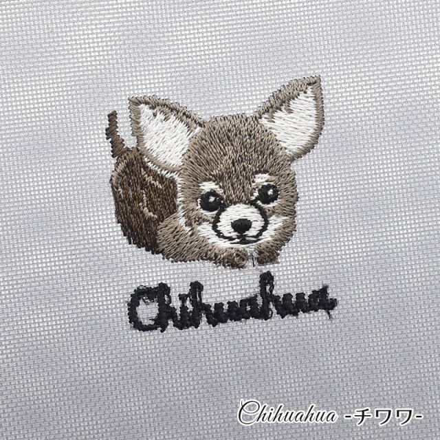 Enjeau 日本製 犬柄刺繍 メッシュ フラットポーチ プードル