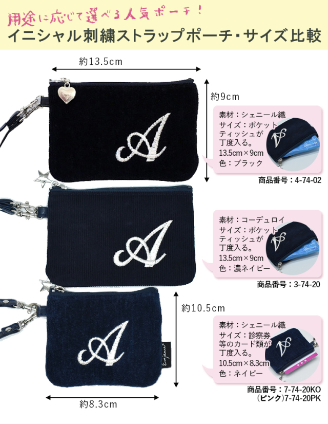 イニシャルポーチ比較表