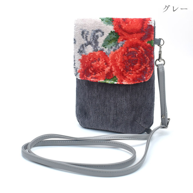 アイビーローズ柄 機能ポーチ ポシェット