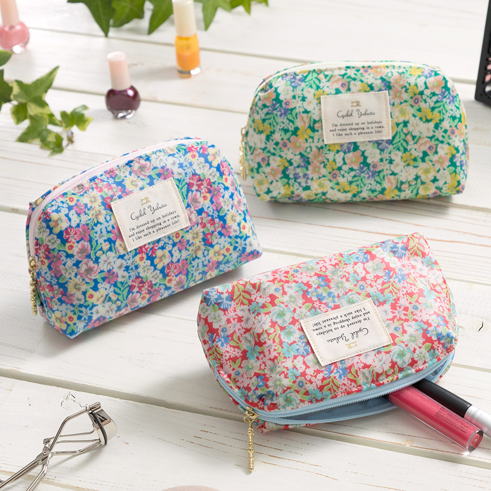 モダンポーチ シスターガーデン 化粧ポーチ メイクポーチ コスメポーチ レディース マチあり 自立 トラベルポーチ デイリー コンパクト 小物入れ 花柄