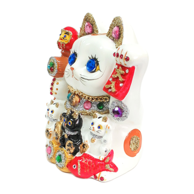 招き猫デコ　招き猫　開店祝い　プレゼント　置物　キラキラ　新品　貯金箱 招き猫 置物 貯金箱 プリンセスキャット 特大 C406