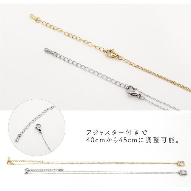 ネックレス スクエア モチーフ キュービックジルコニア 石付き