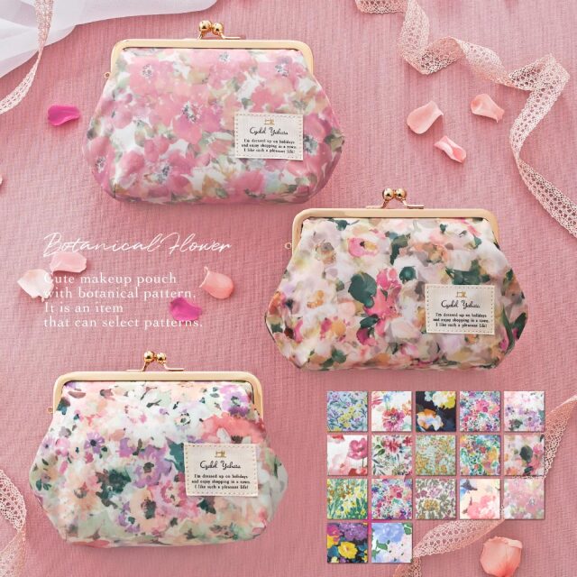 専用☆がま口手帳カバー&ハロウィン柄 ミニポーチ&バネ口ポーチ☆ジョリーフルール ボタニカルフラワー がま口通帳ケース 口金 レディース メイク
