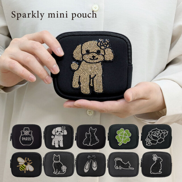 ミニポーチ DecoBaboo デコ キラキラ 軽量 コンパクト化粧ポーチ 小物入れ おしゃれ デコバブー カメリア 猫 香水瓶