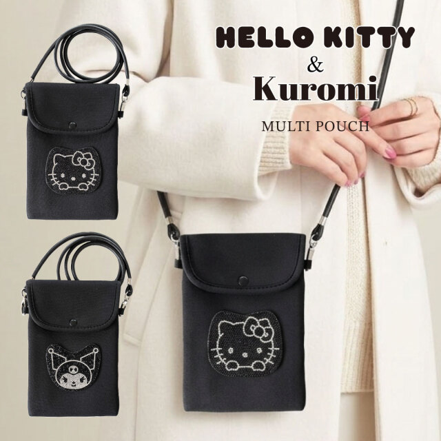 【新商品】 サンリオキャラクターズ デコ マルチポーチ ハローキティ クロミ キラキラ 軽量 斜めがけ 大人 肩掛け ショルダーバッグ スマホショルダー スマホケース レディース 2way 紐 おしゃれ 縦型 スマホポシェット 小さめ サブバッグ