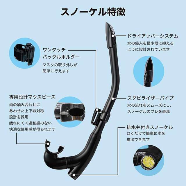 男女兼用シュノーケルセットAQA（アクア）オルカソフト＆カナールフレックススペシャル２点セットKZ-9108