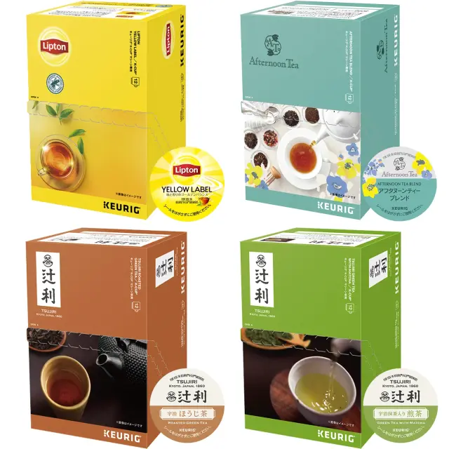 Keurig(キューリグ) K-Cup 4箱セット 48杯分　辻利 煎茶　辻利 ほうじ茶　アフタヌーンティーブレンド　リプトンイエローラベル