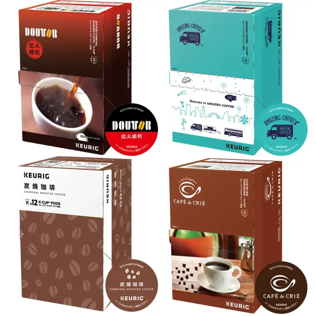 Keurig(キューリグ) K-Cup 4箱セット 48杯分　ドトール 炭火焙煎　炭焼珈琲 　AMAZING COFFEE　カフェ・ド・クリエ