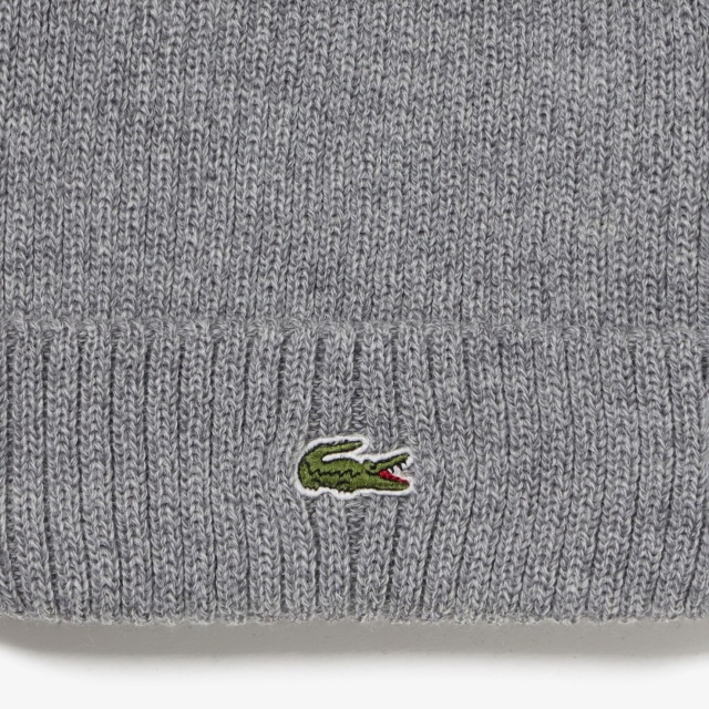 LACOSTE ウールリブニットキャップ RK032J CCA グレー