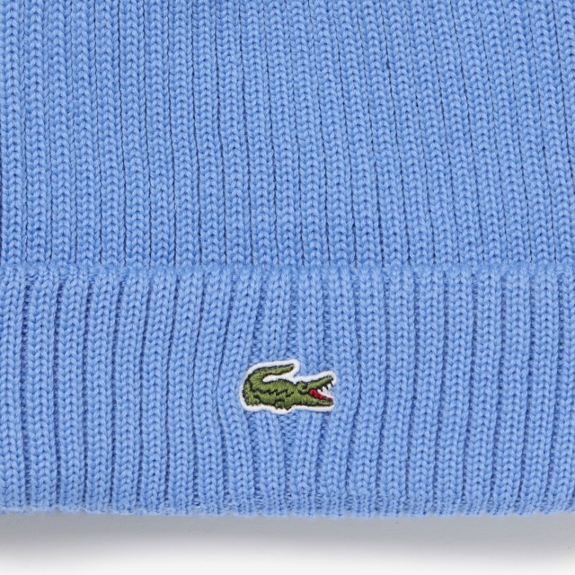 LACOSTE ウールリブニットキャップ RK032J HBP ライトブルー