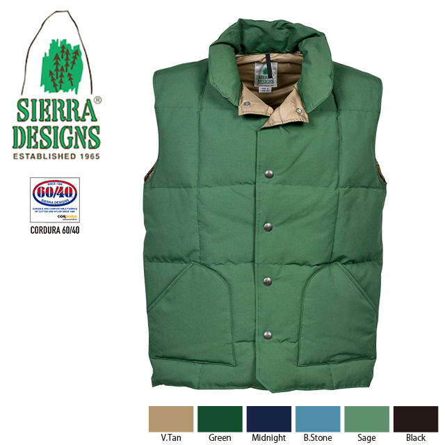 【残り1着!!】SIERRA DESIGNS (シエラデザインズ) CORDURA 60/40 DOWN SIERRA VEST ダウンシエラベスト 621006