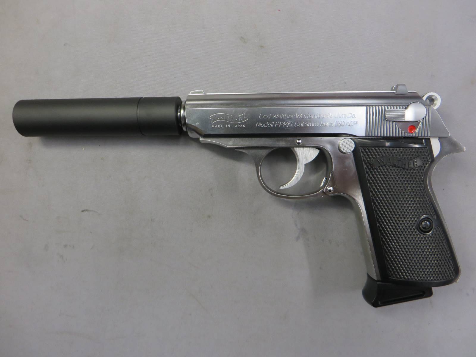 【マルゼン】ワルサー ニューPPK/S ステンレスモデル・クラシックサイレンサー
