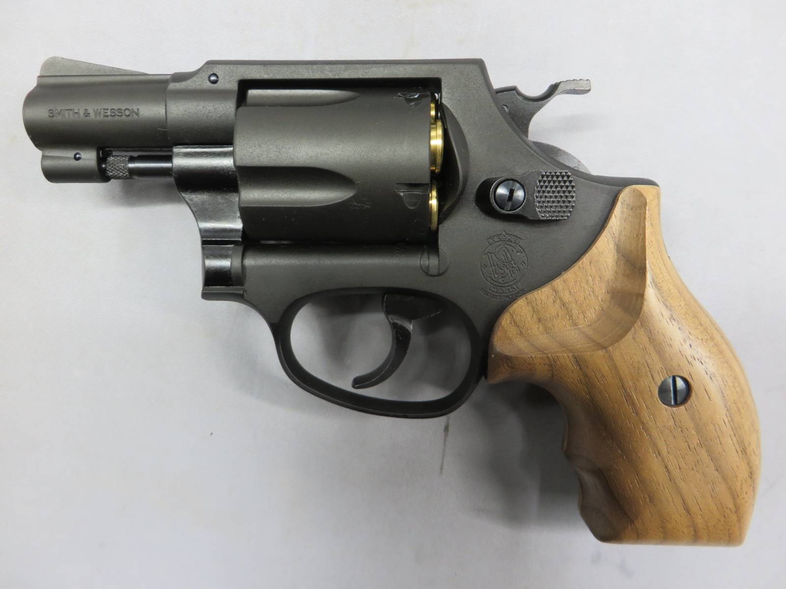 【マルシン】S&W M36 2in HW フィンガーチャンネル木製グリップ 6ｍｍBB リアルXカート