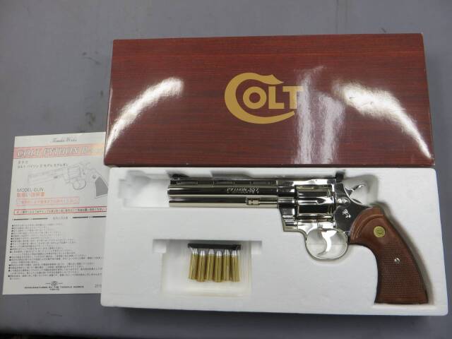 【タナカ】コルトパイソン.357mag 6in R-model ニッケルフィニッシュ モデルガン