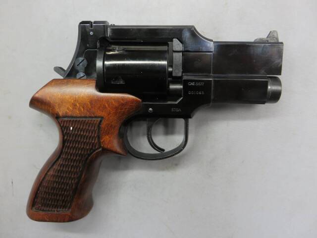 【マルシン】MＡ・TE・BA マテバリボルバー 3in Wディープブラック 木製グリップ仕様　6ｍｍBB Xカートリッジ