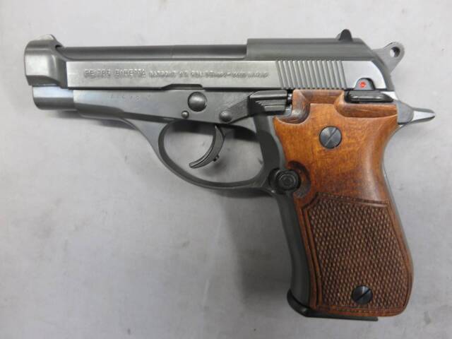 【マルシン】ベレッタ M84 強化版 エクセレントHW ハーフチェッカー木製グリップ X-PFC モデルガン