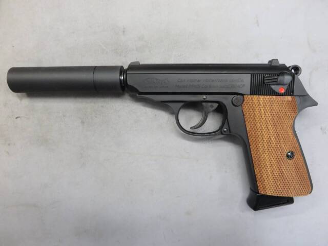 【マルゼン】ワルサー ニューPPK/S ブラック・木製グリップ・サイレンサーセット