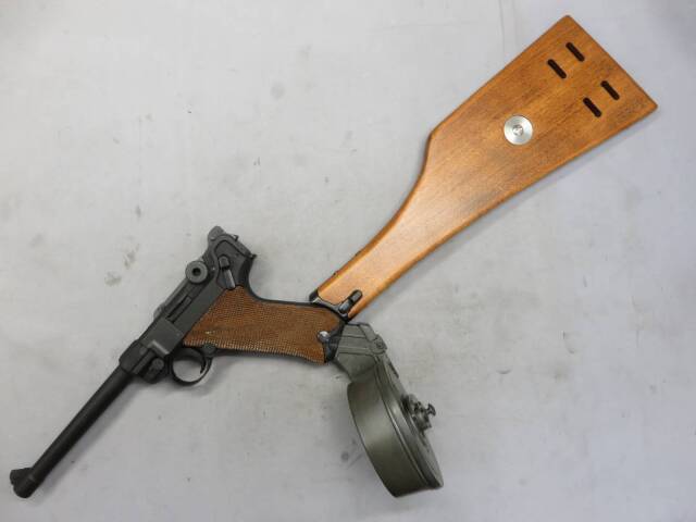 【タナカ】ルガーP08 6in HW・スネイルマガジン・ストック・木製グリップ