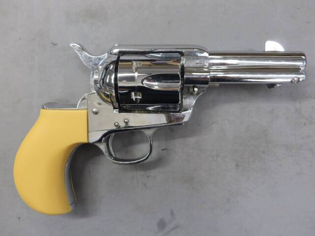 【ハートフォード】SAA.45 チューブド シェリフカスタム ラウンドグリップ付 オールシルバー モデルガン