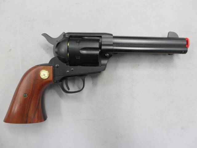 【東京マルイ】SAA.45 シビリアン ブラック エアーリボルバーPRO・木製グリップ・ダミーカート