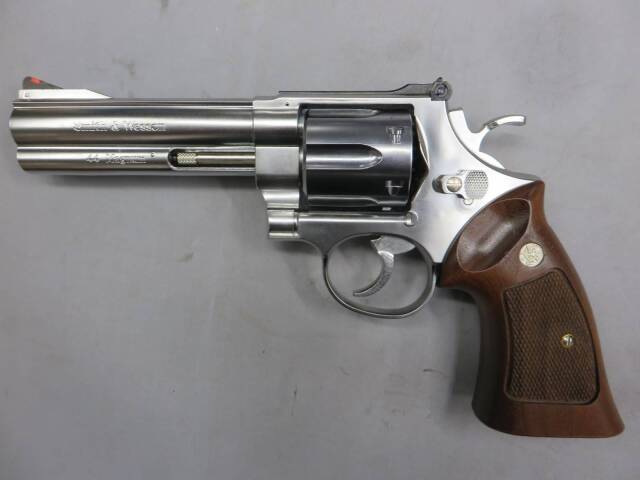 【マルシン】S&W M629 5in シルバーABS ハーフチェッカー木製グリップ仕様 リアルXカートリッジ
