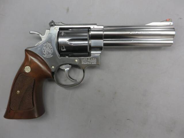 【マルシン】S&W M629 5in シルバーABS ハーフチェッカー木製グリップ仕様 リアルXカートリッジ