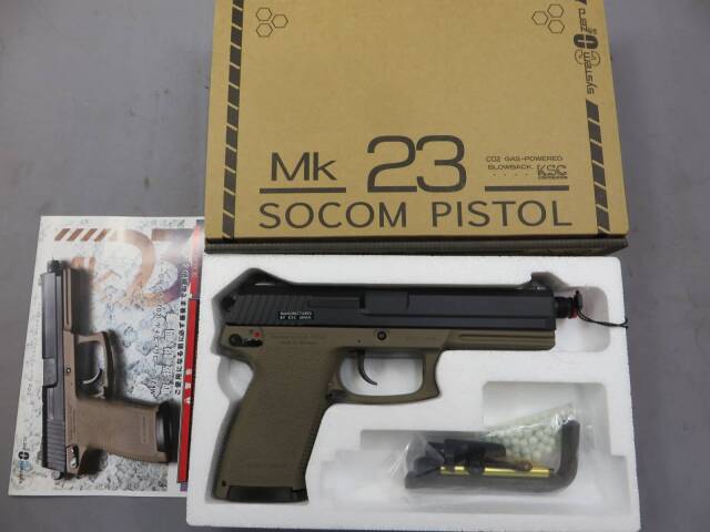 【KSC】MK23 SOCOMピストル TAN カラー ABS CO2