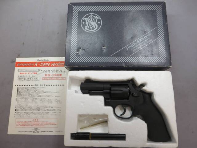 【タナカ】S&W M19 PC K-Comp 3in HW Ver.3・Hogue グリップ　ガスガン