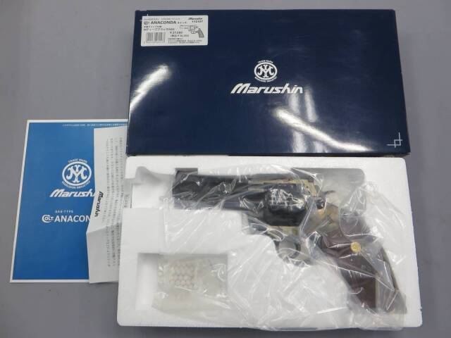 【マルシン】コルトアナコンダ 4in Wディープブラック 木製グリップ 6mmBB　Xカートリッジ